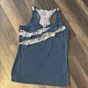 Lace & ruffled racerback tank